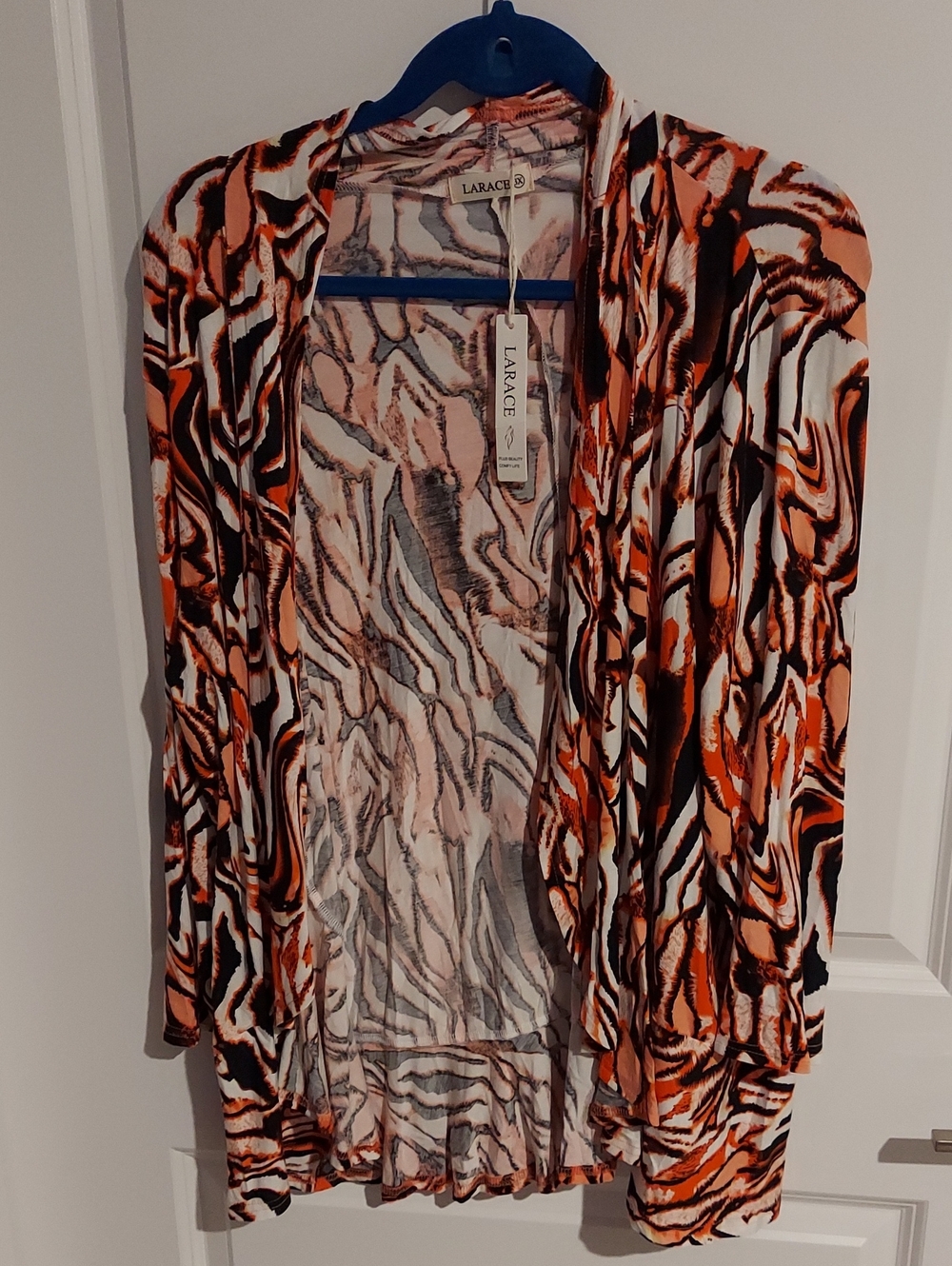 LARA Women's Orange Zebra-Print Open Cardigan
